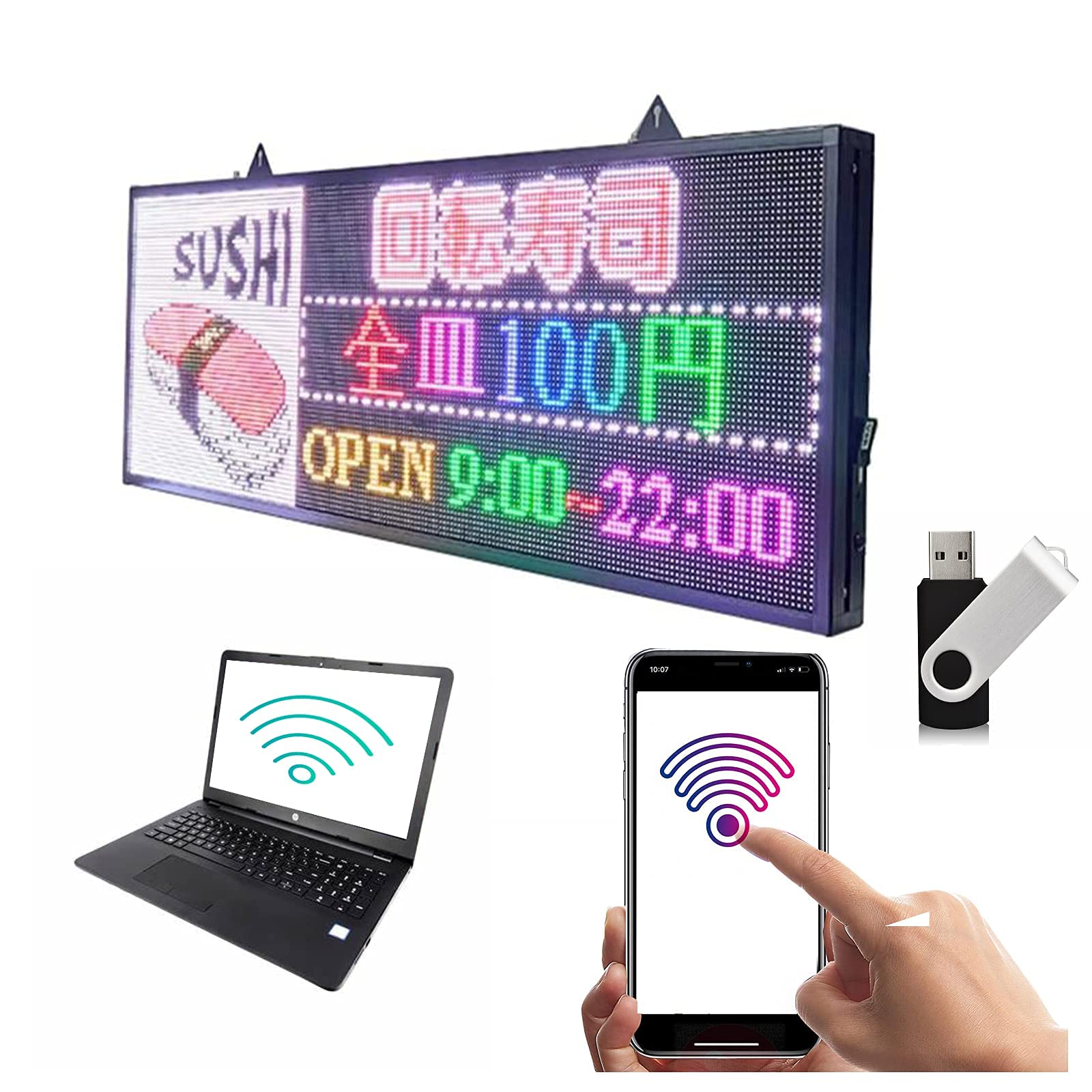 Amazon | 戸外超高輝度カラーP5 LED電光掲示板 屋外用 68*36cm